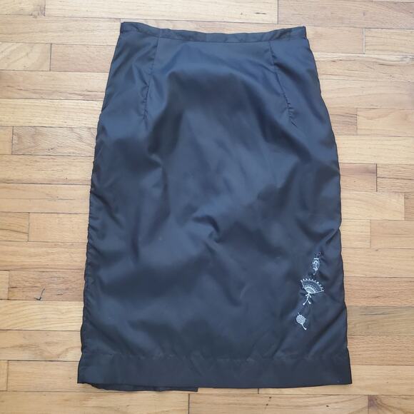 Arquette of Hollywood‎ Vintage Embroidered Slip Skirt Black Coquette Retro - Picture 1 of 10